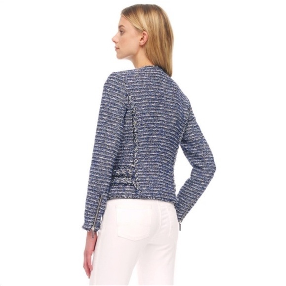 MICHAEL Michael Kors Blue Tweed Biker Jacket size XS - Picture 2 of 9